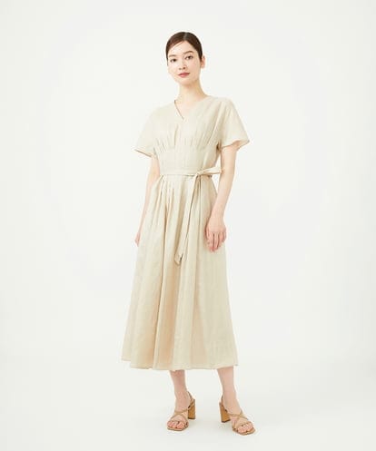 GBEJD31630 Sybilla 平織りリネンタックデザインドレス