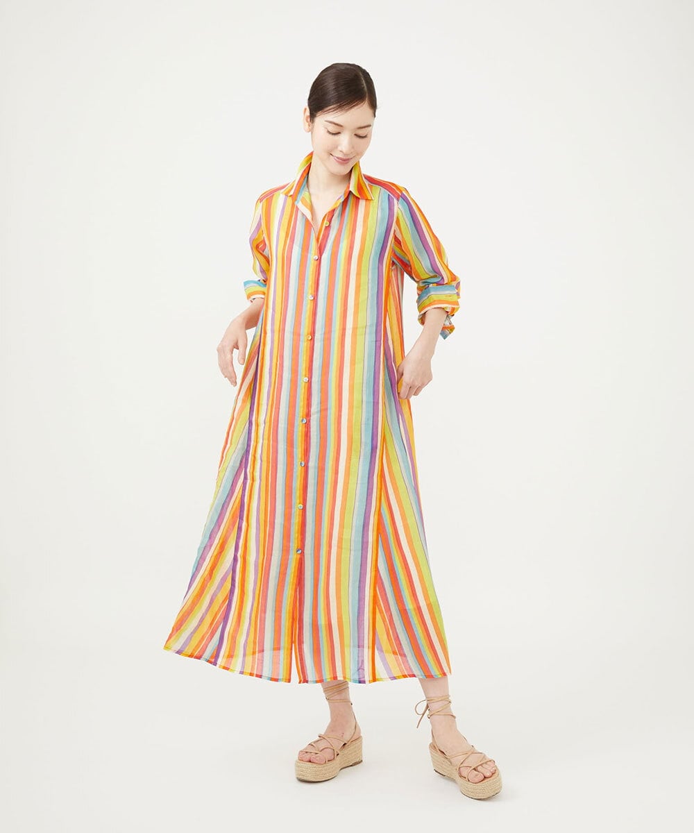 GBEJD47540 Sybilla(シビラ) ストライププリントドレス オレンジ系