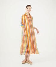 GBEJD47540 Sybilla(シビラ) ストライププリントドレス オレンジ系