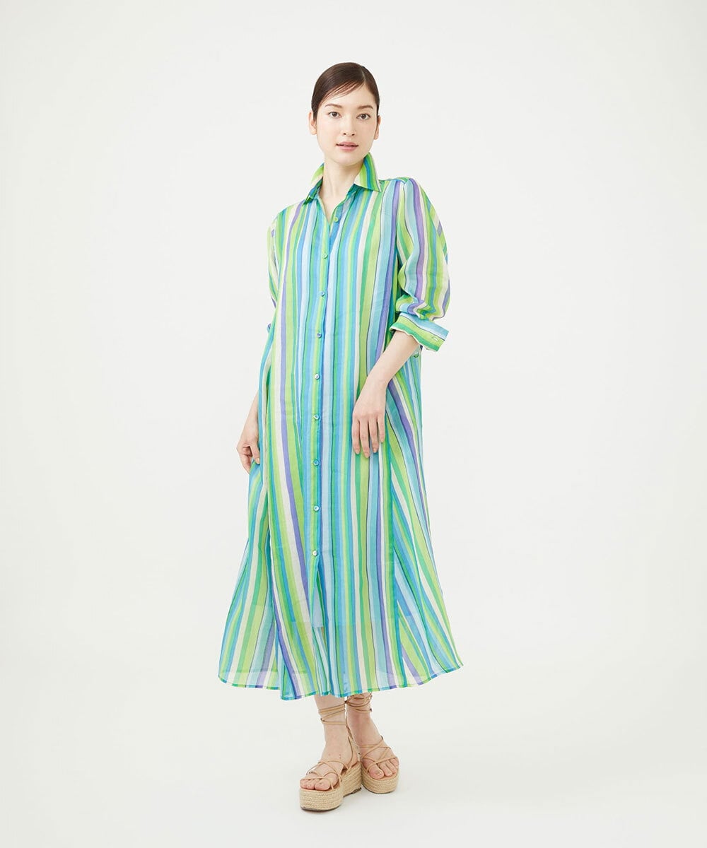 GBEJD47540 Sybilla(シビラ) ストライププリントドレス グリーン系