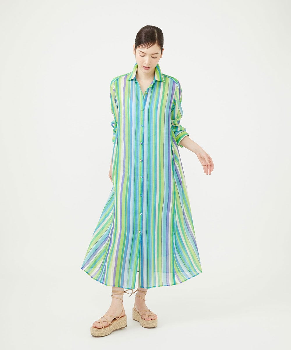 GBEJD47540 Sybilla(シビラ) ストライププリントドレス グリーン系