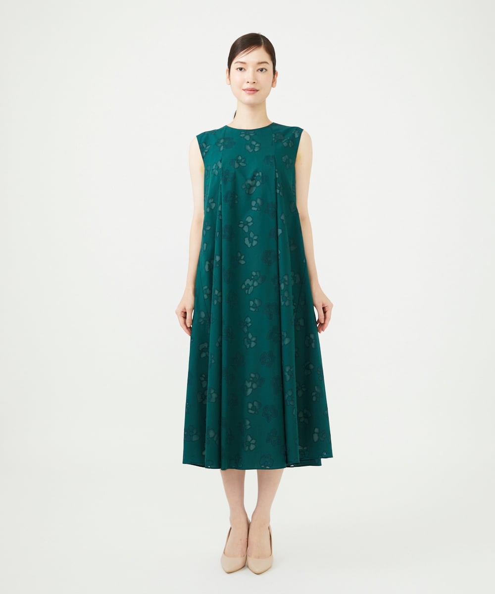 GBEJE80700 Sybilla(シビラ) オパールフラワータックドレス グリーン