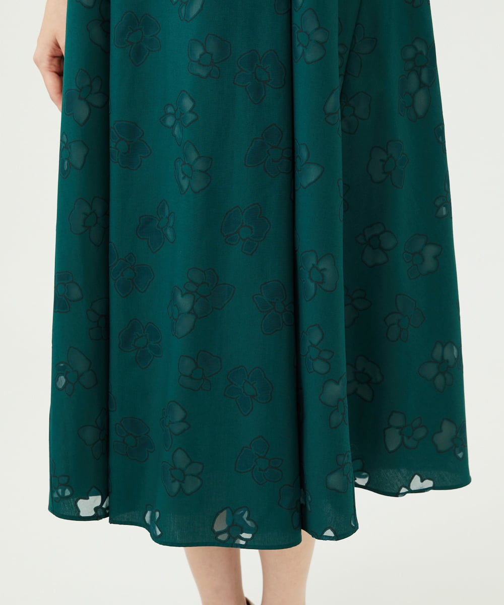 GBEJE80700 Sybilla(シビラ) オパールフラワータックドレス グリーン