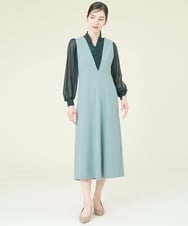 GBEJP21500 Sybilla(シビラ) Vネックジャンパースカート ライトブルー