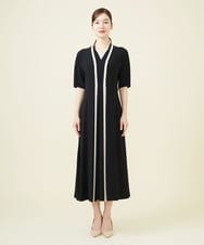 GBEJV04630 Sybilla(シビラ) バイカラーラインタックドレス ブラック×アイボリー