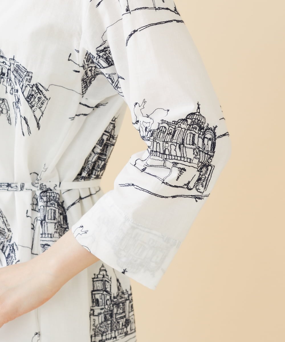 GBEJV19600 Sybilla(シビラ) タウンスケープ刺繍ドレス ホワイト