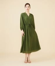 GBEJW04590 Sybilla(シビラ) シルクレーヨンギャザードレス カーキ