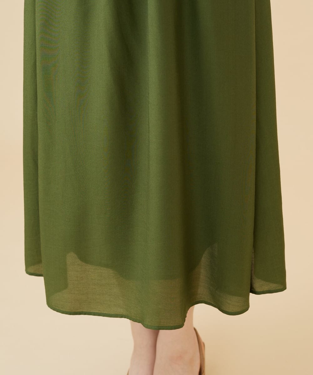 GBEJW04590 Sybilla(シビラ) シルクレーヨンギャザードレス カーキ