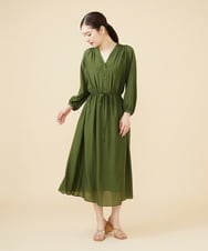 GBEJW04590 Sybilla(シビラ) シルクレーヨンギャザードレス カーキ