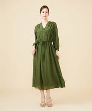 GBEJW04590 Sybilla(シビラ) シルクレーヨンギャザードレス カーキ