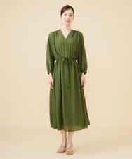 GBEJW04590 Sybilla(シビラ) シルクレーヨンギャザードレス カーキ