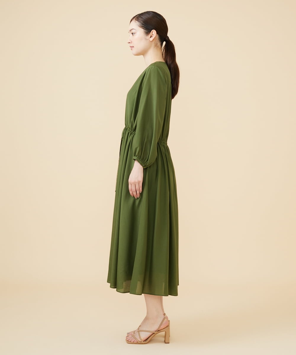 GBEJW04590 Sybilla(シビラ) シルクレーヨンギャザードレス カーキ