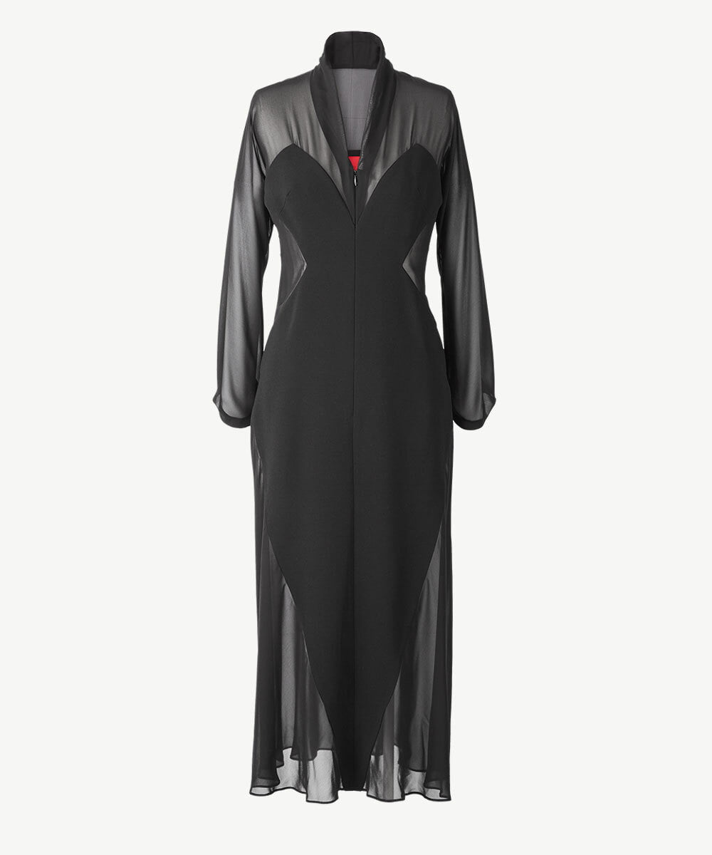 GBEWD34150 Sybilla(シビラ) シフォンバックサテン切り替えドレス ブラック