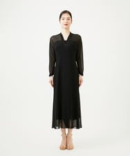 GBEWD34150 Sybilla(シビラ) シフォンバックサテン切り替えドレス ブラック