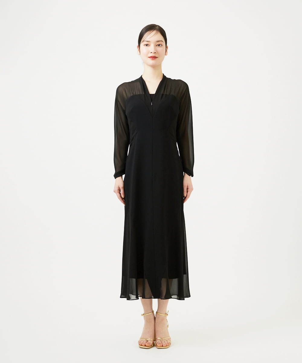 GBEWD34150 Sybilla(シビラ) シフォンバックサテン切り替えドレス ブラック
