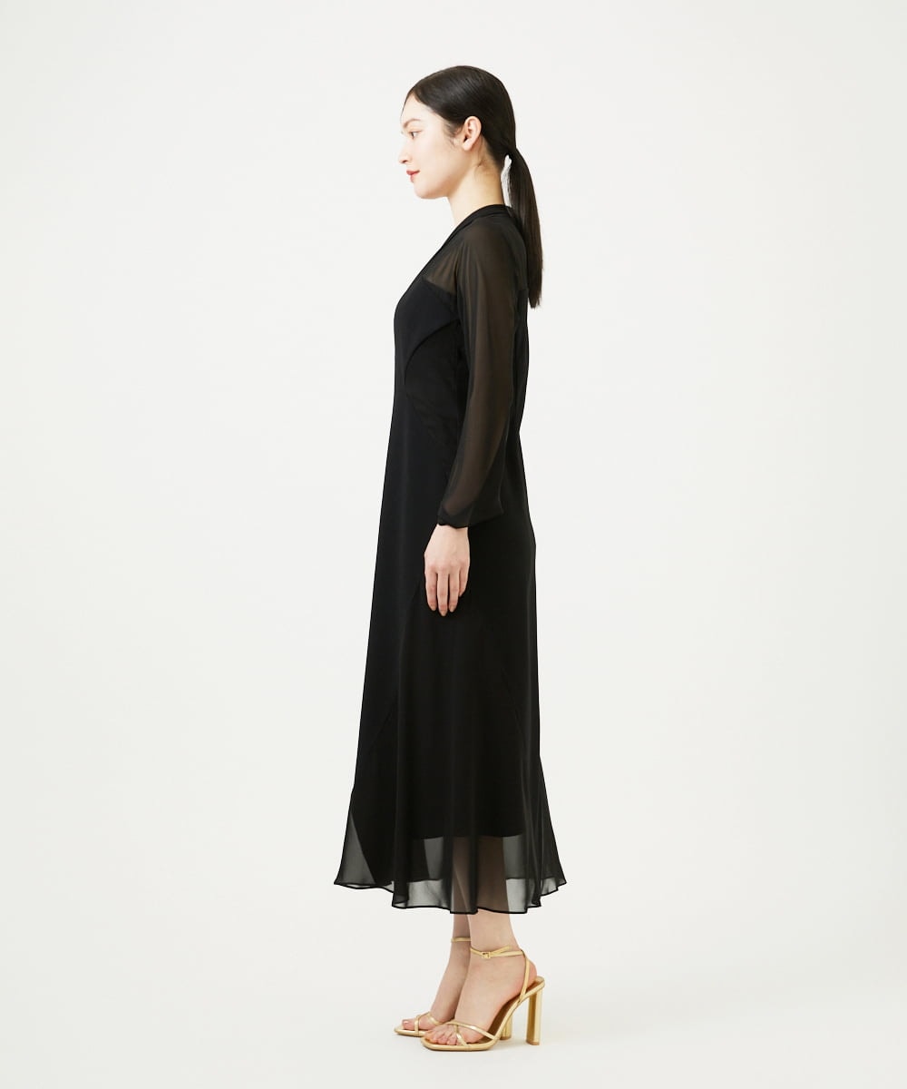 GBEWD34150 Sybilla(シビラ) シフォンバックサテン切り替えドレス ブラック