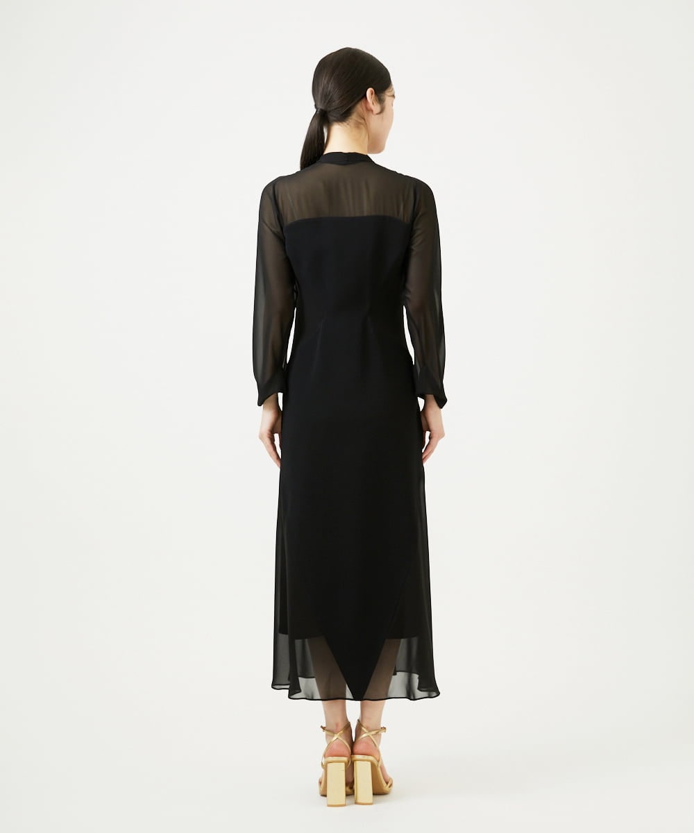 GBEWD34150 Sybilla(シビラ) シフォンバックサテン切り替えドレス ブラック