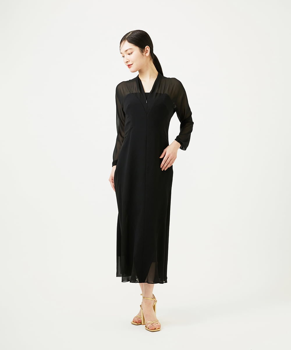 GBEWD34150 Sybilla(シビラ) シフォンバックサテン切り替えドレス ブラック