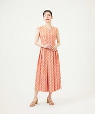 GBEYD05100 Sybilla(シビラ) スクエアドット刺繍ドレス オレンジ系