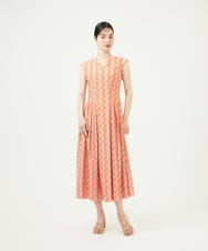 GBEYD05100 Sybilla(シビラ) スクエアドット刺繍ドレス オレンジ系