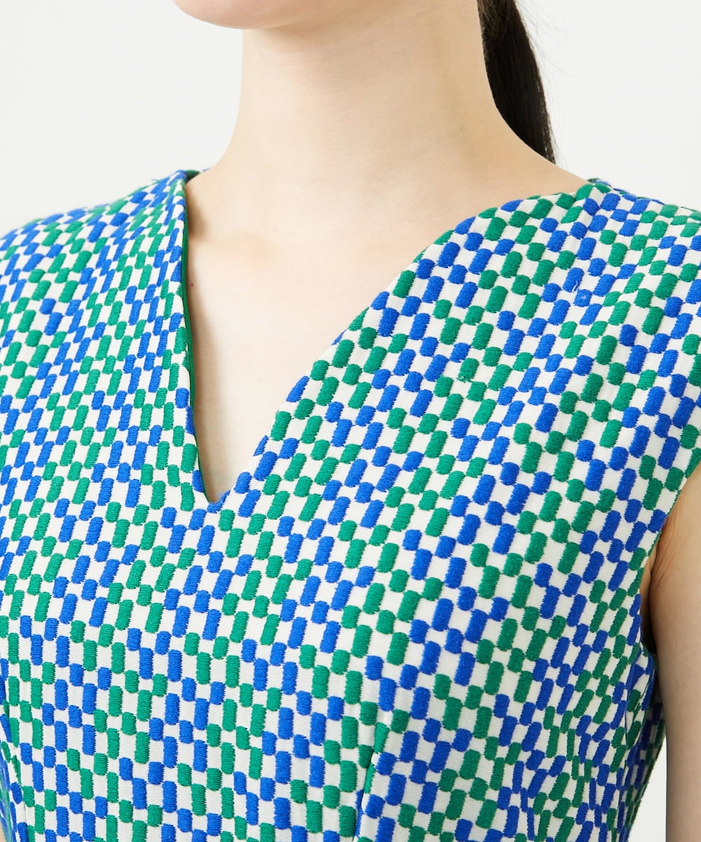 GBEYD05100 Sybilla(シビラ) スクエアドット刺繍ドレス ブルー系