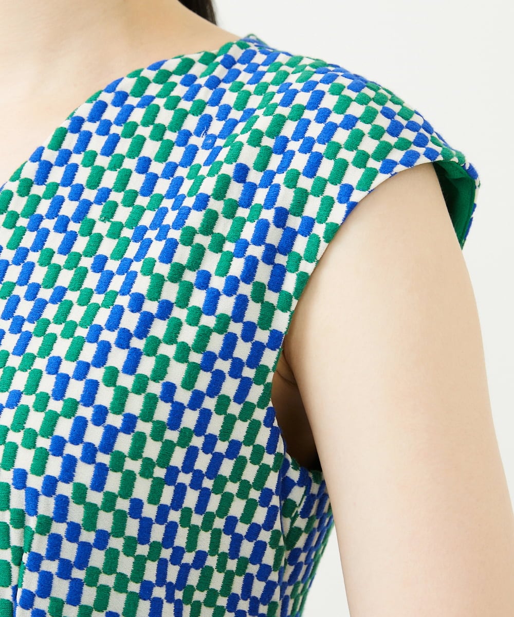 GBEYD05100 Sybilla(シビラ) スクエアドット刺繍ドレス ブルー系