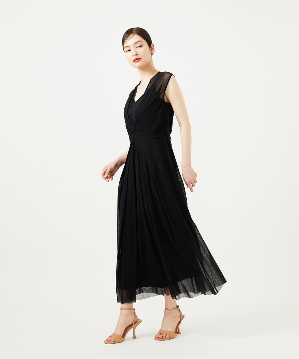 GBEZA05110 Sybilla(シビラ) コットンチュールドレス ブラック