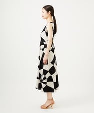 GBEZA08130 Sybilla(シビラ) サークルパッチワークドレス ライトベージュ×ブラック