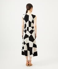 GBEZA08130 Sybilla(シビラ) サークルパッチワークドレス ライトベージュ×ブラック