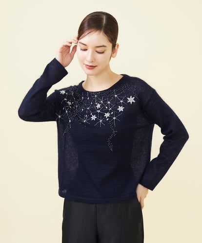 GBFAB03500  【WINTER BLUE】スターリースカイビーズ刺繍プルオーバー