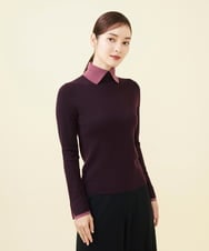 GBFAB04330 Sybilla(シビラ) 【メディア着用】レイヤード風タートルプルオーバー ボルドー