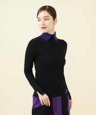 GBFAB04330 Sybilla(シビラ) 【メディア着用】レイヤード風タートルプルオーバー ブラック