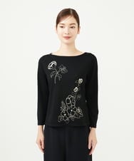 GBFAD34500 Sybilla(シビラ) ステッチフラワー刺繍プルオーバー ブラック
