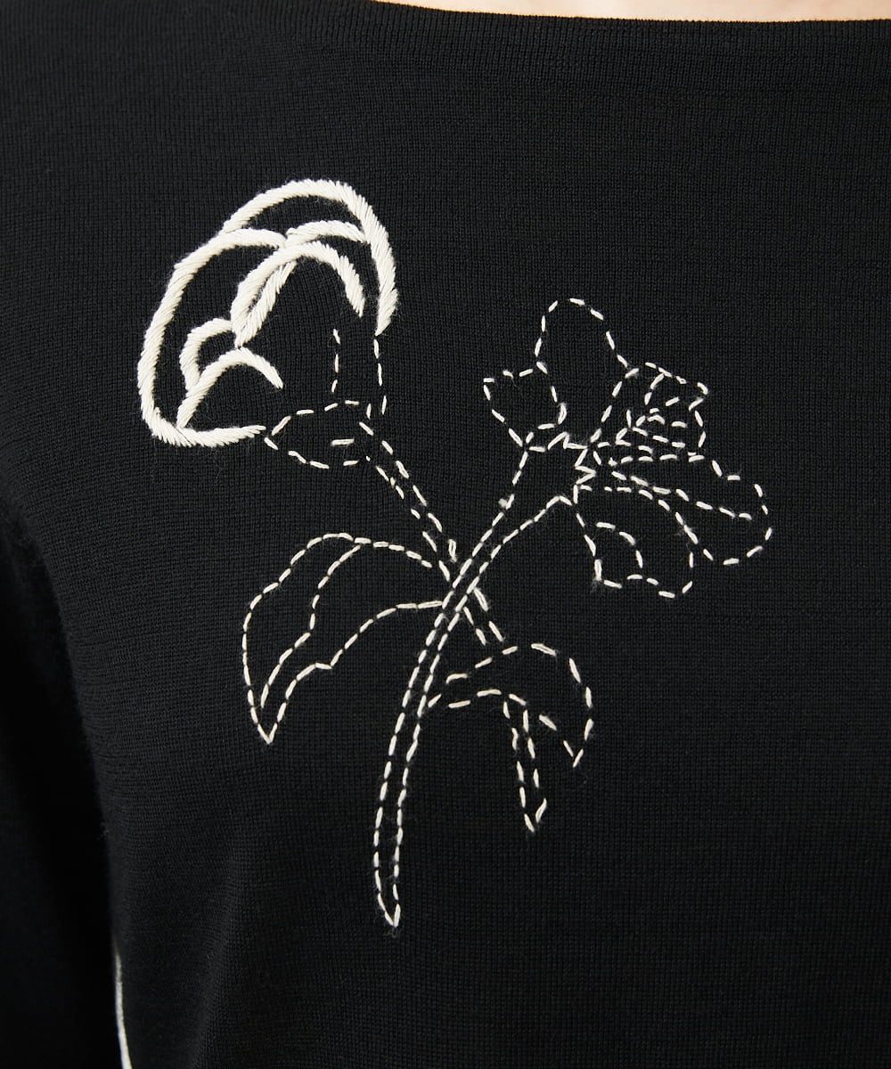 GBFAD34500 Sybilla(シビラ) ステッチフラワー刺繍プルオーバー ブラック