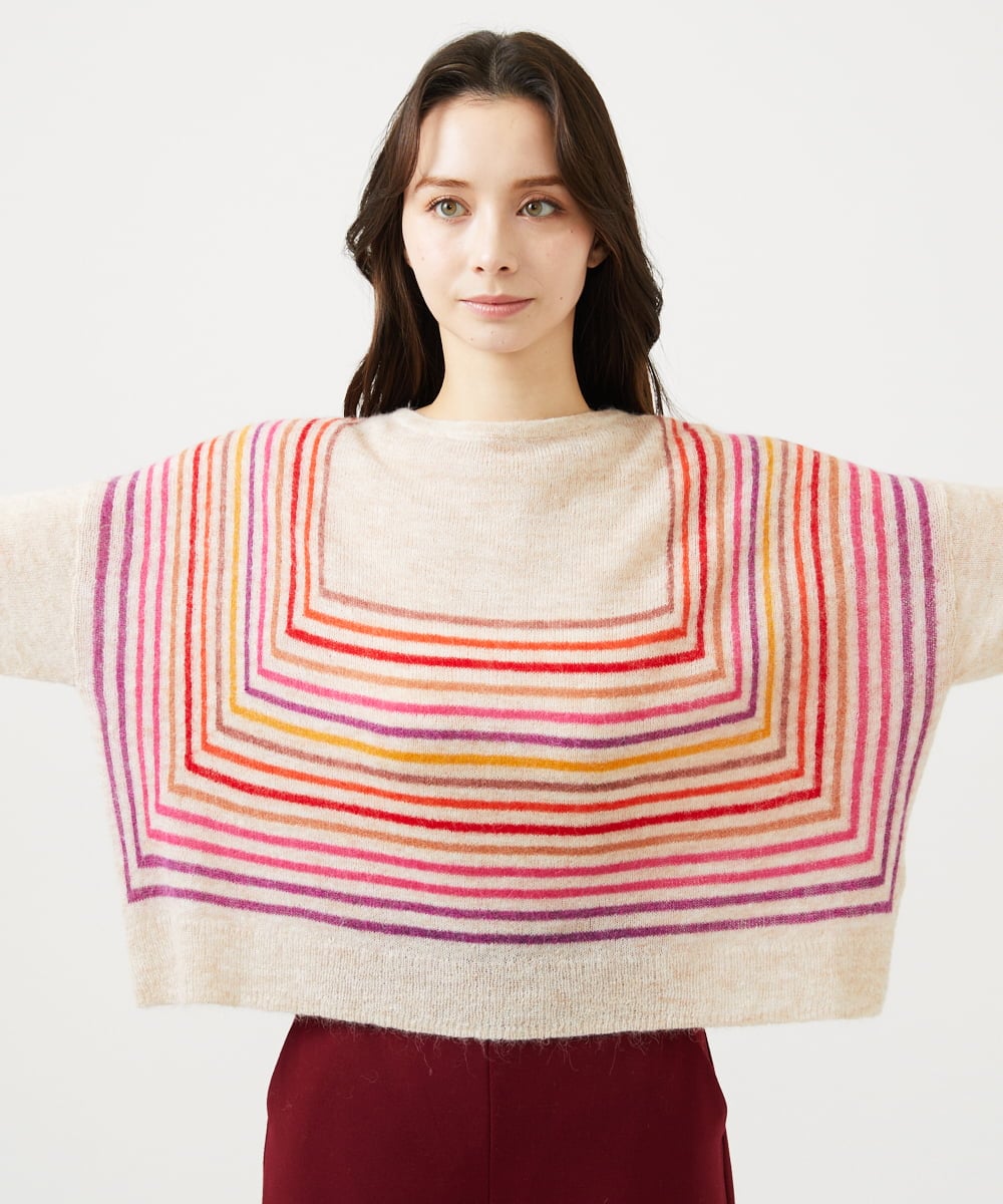 GBFAF02500 Sybilla(シビラ) マルチカラーボーダーニット ベージュ系