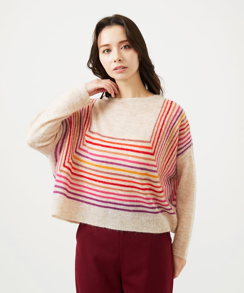 GBFAF02500 Sybilla(シビラ) マルチカラーボーダーニット ベージュ系