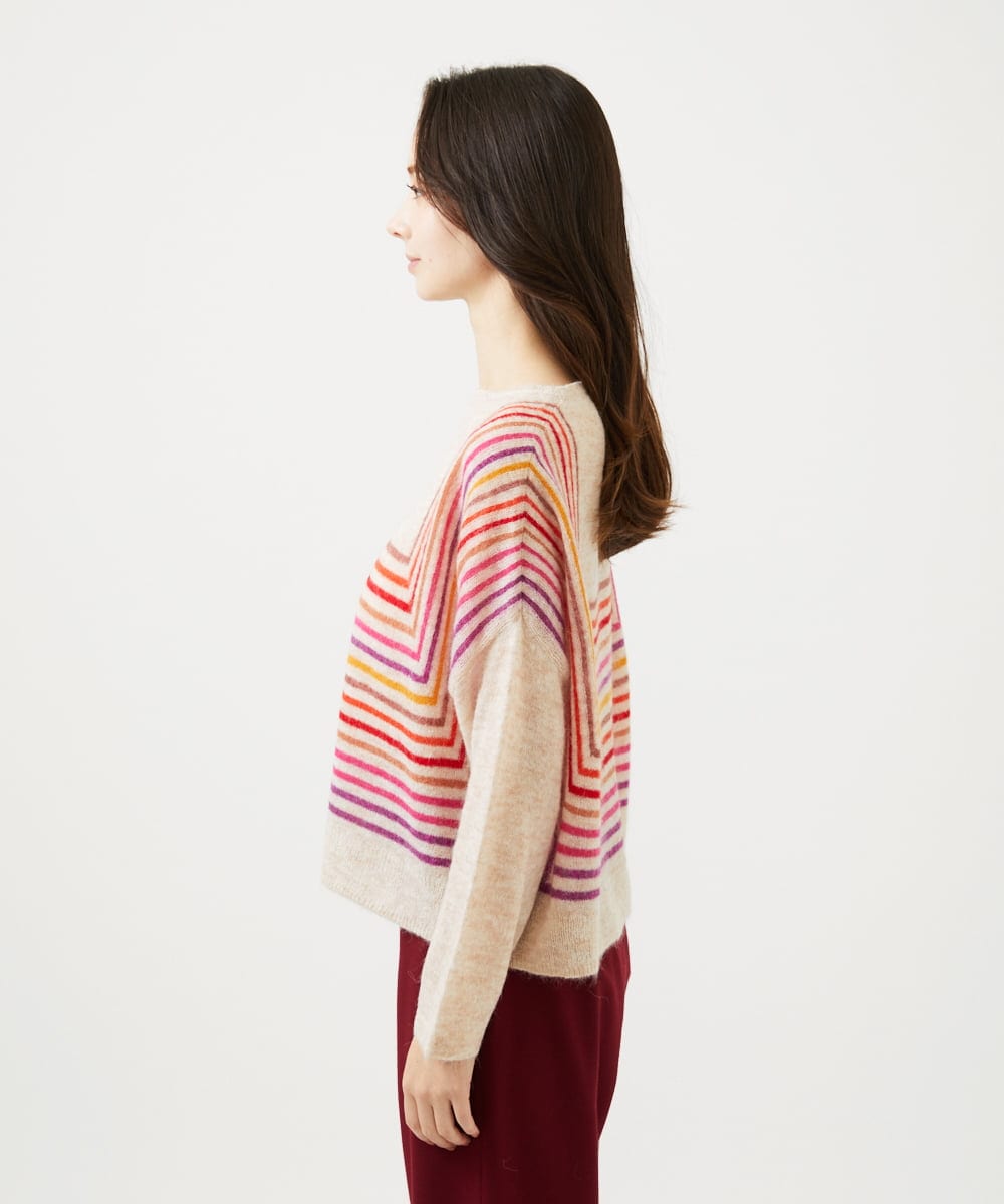 GBFAF02500 Sybilla(シビラ) マルチカラーボーダーニット ベージュ系