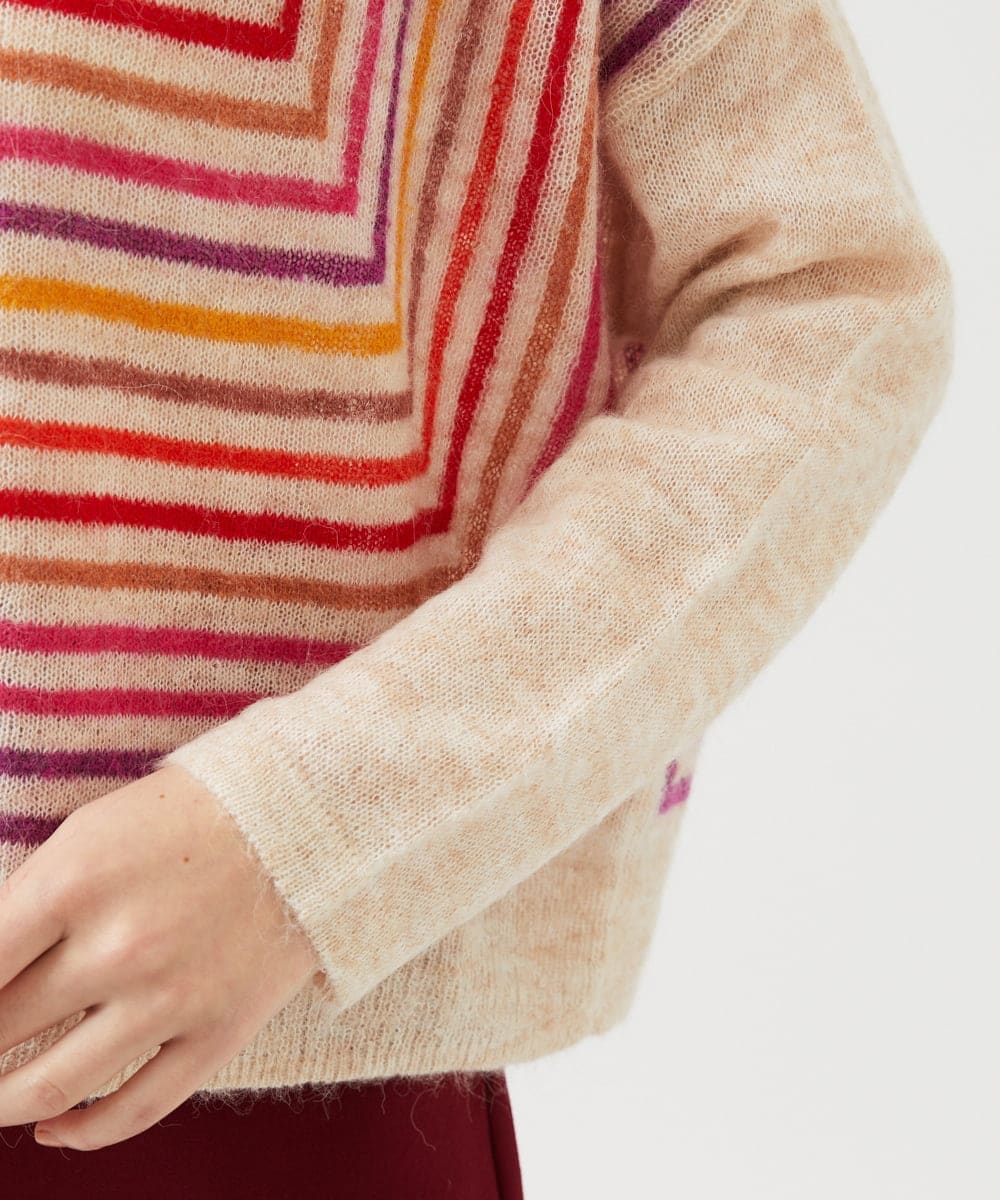 GBFAF02500 Sybilla(シビラ) マルチカラーボーダーニット ベージュ系