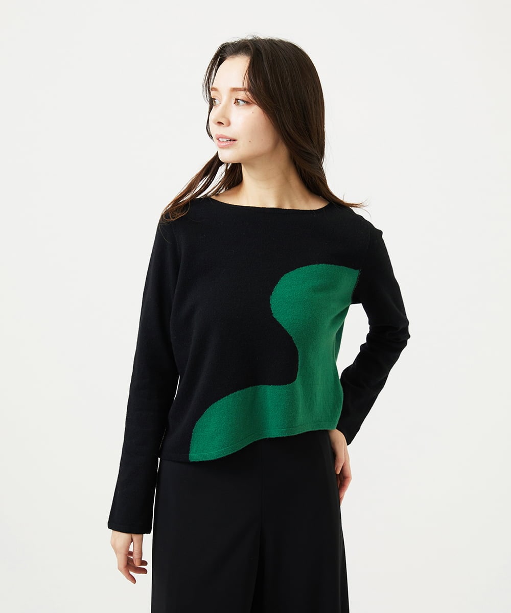 GBFAF04350 Sybilla(シビラ) アシメントリー配色ニット ブラック系