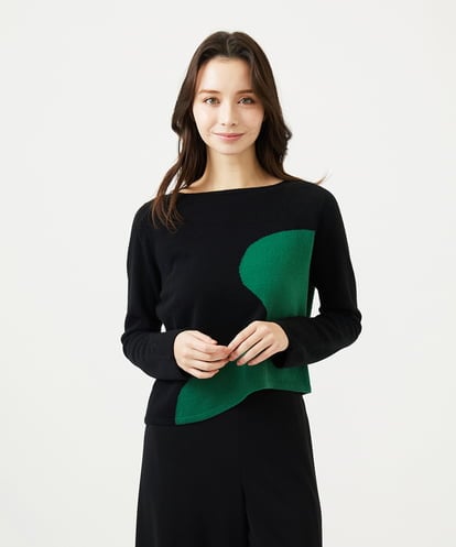 GBFAF04350 Sybilla アシメントリー配色ニット