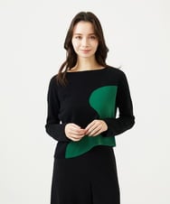 GBFAF04350 Sybilla(シビラ) アシメントリー配色ニット ブラック系