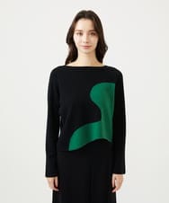 GBFAF04350 Sybilla(シビラ) アシメントリー配色ニット ブラック系