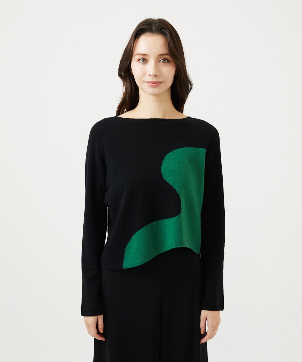 GBFAF04350 Sybilla(シビラ) アシメントリー配色ニット ブラック系