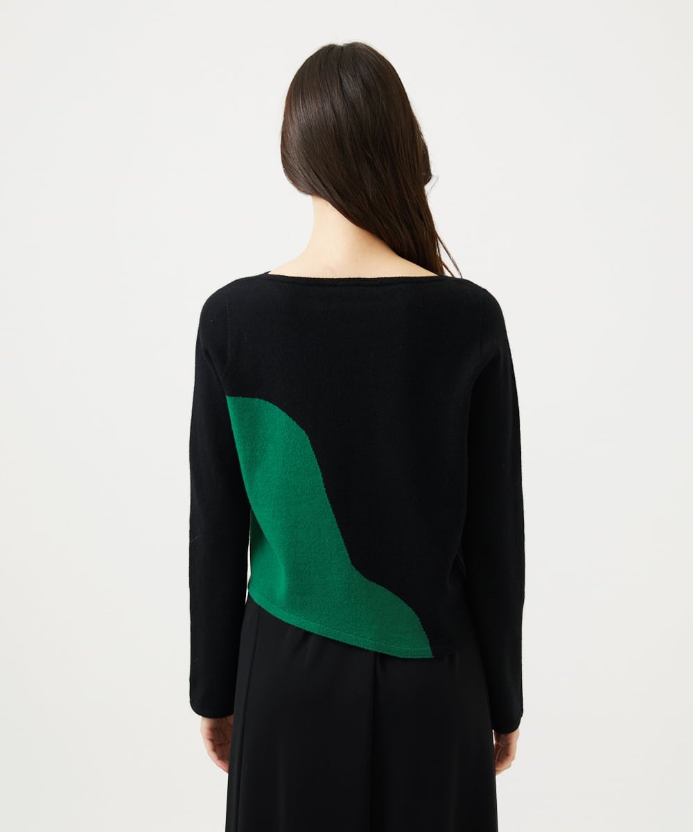 GBFAF04350 Sybilla(シビラ) アシメントリー配色ニット ブラック系