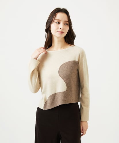 GBFAF04350  アシメントリー配色ニット