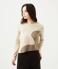 GBFAF04350 Sybilla(シビラ) アシメントリー配色ニット ベージュ系