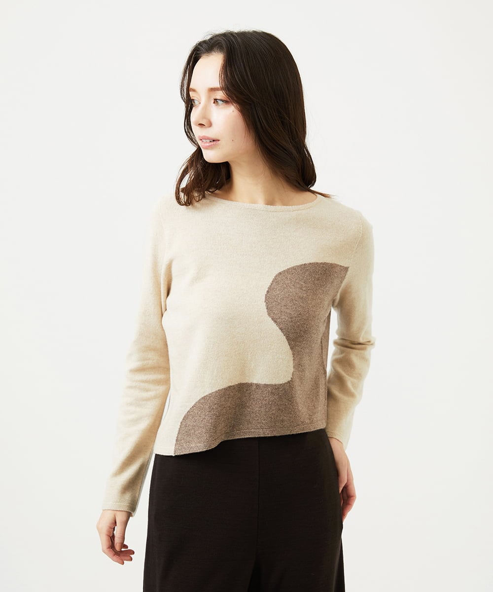 GBFAF04350 Sybilla(シビラ) アシメントリー配色ニット ベージュ系