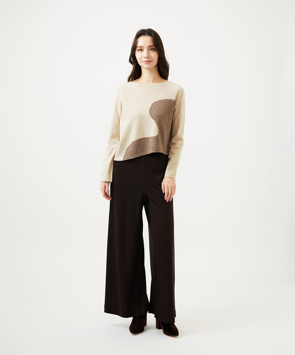 GBFAF04350 Sybilla(シビラ) アシメントリー配色ニット ベージュ系