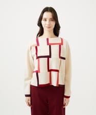 GBFAF34450 Sybilla(シビラ) パッチワークデザインニット アイボリー系
