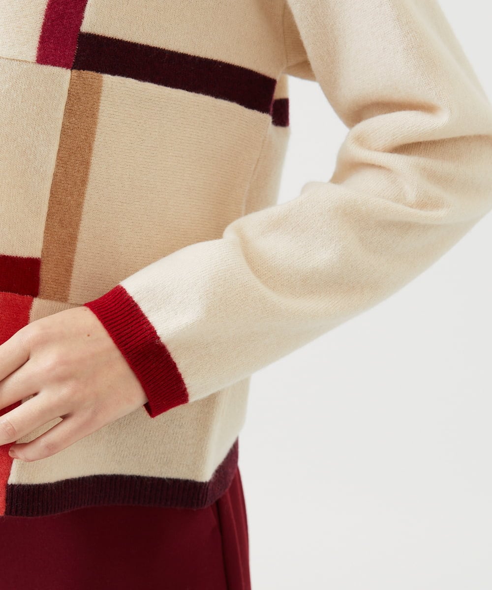 GBFAF34450 Sybilla(シビラ) パッチワークデザインニット アイボリー系